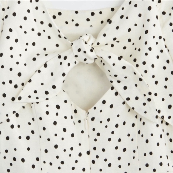 NWT Loft White/Black Dotted Flared Dress size 14 - Picture 9 of 16